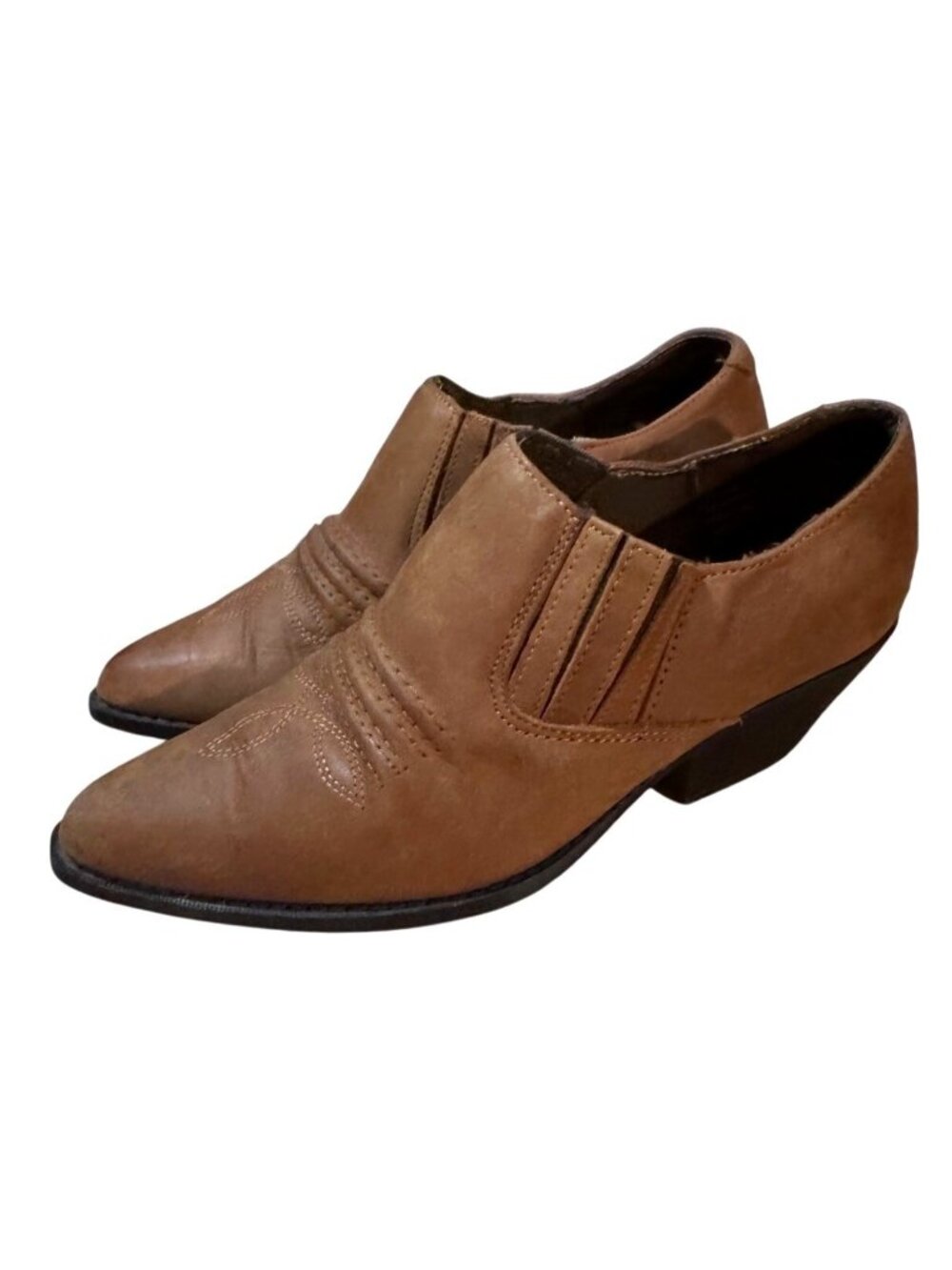 Maine Woods Womens Western Leather Slip-On Heeled Boots Size 6M